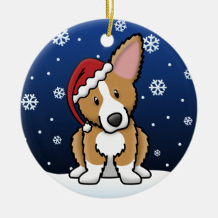 Kawaii Cartoon Fluffy Pembroke Welsh Corgi Keramisch Ornament