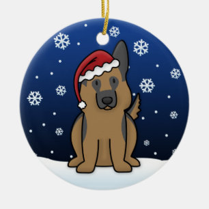 Kawaii Cartoon German Shepherd kerstversiering Keramisch Ornament