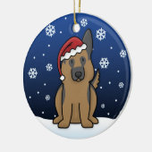 Kawaii Cartoon German Shepherd kerstversiering Keramisch Ornament (Links)
