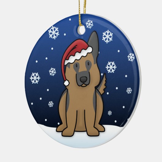 Kawaii Cartoon German Shepherd kerstversiering Keramisch Ornament (Links)