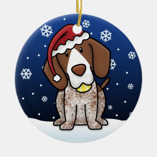 Kawaii Cartoon German Shorthair Pointer Kerstmis Keramisch Ornament (Voorkant)