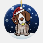 Kawaii Cartoon German Shorthair Pointer Kerstmis Keramisch Ornament (Achterkant)