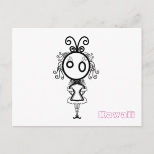 Kawaii Cartoon Girl Briefkaart