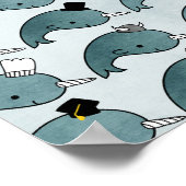Kawaii Cartoon Grunge Narwhals met pet Poster (Hoek)