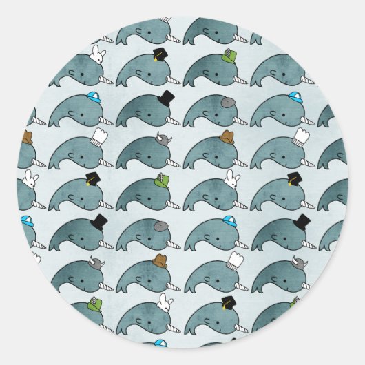 Kawaii Cartoon Grunge Narwhals met petten Sticker (Voorkant)