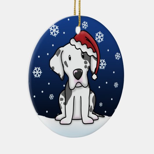 Kawaii Cartoon Harlequin Great Dane Kerstmis Keramisch Ornament (Rechts)
