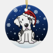 Kawaii Cartoon Harlequin Great Dane Kerstmis Keramisch Ornament (Voorkant)
