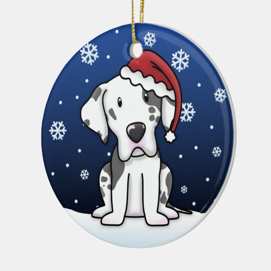 Kawaii Cartoon Harlequin Great Dane Kerstmis Keramisch Ornament (Links)