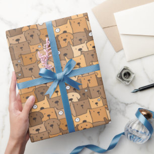Kawaii Cartoon Honden Cadeaupapier