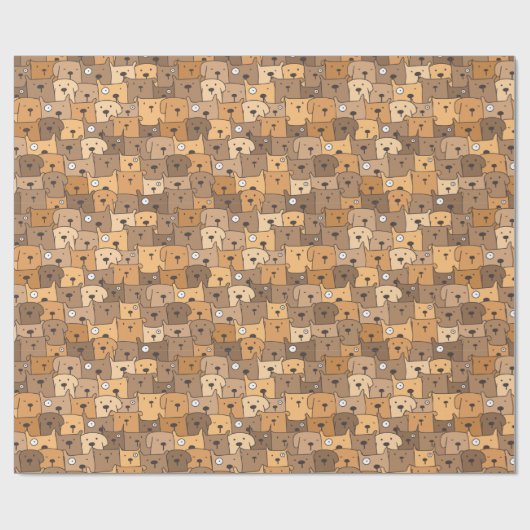 Kawaii Cartoon Honden Cadeaupapier (Vlak)
