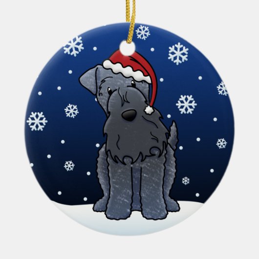 Kawaii Cartoon Kerry Blue Terrier Kerstmis Keramisch Ornament (Voorkant)