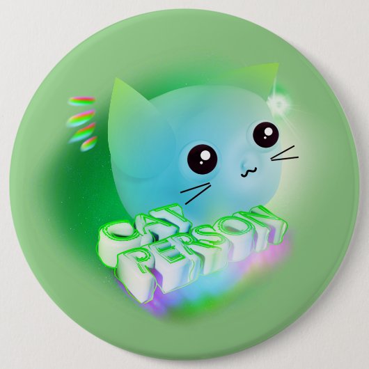 Kawaii Cartoon Kitten Button (Voorkant)