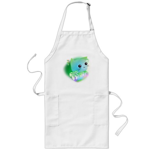 Kawaii Cartoon Kitten Lang Schort (Voorkant)