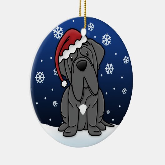 Kawaii Cartoon Neapolitan Mastiff Kerstmis Keramisch Ornament (Rechts)