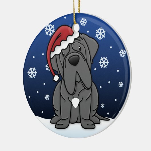 Kawaii Cartoon Neapolitan Mastiff Kerstmis Keramisch Ornament (Links)