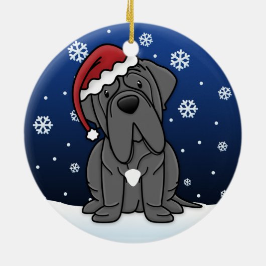 Kawaii Cartoon Neapolitan Mastiff Kerstmis Keramisch Ornament (Achterkant)