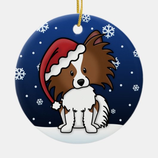 Kawaii Cartoon Papillon kerstversiering Keramisch Ornament (Voorkant)