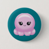 Kawaii Cartoon Pink Octopus Ronde Button 5,7 Cm (Voorkant)