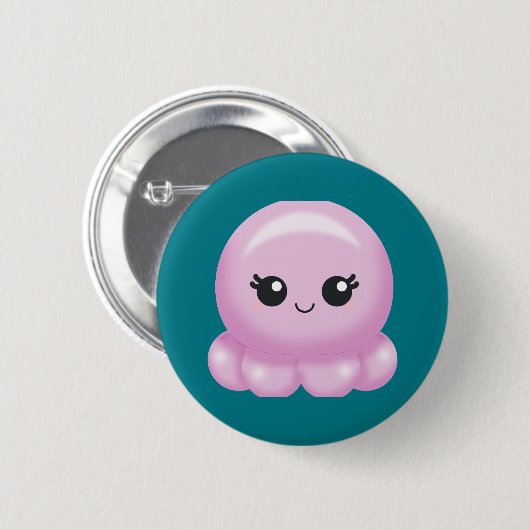 Kawaii Cartoon Pink Octopus Ronde Button 5,7 Cm (Voorkant /achterkant)
