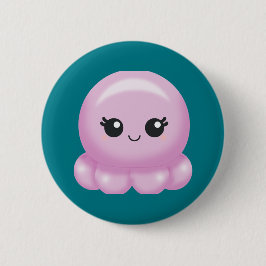 Kawaii Cartoon Pink Octopus Ronde Button 5,7 Cm