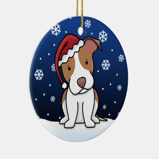 Kawaii Cartoon Pit Bull kerstversiering Keramisch Ornament (Rechts)