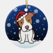 Kawaii Cartoon Pit Bull kerstversiering Keramisch Ornament (Voorkant)