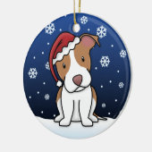 Kawaii Cartoon Pit Bull kerstversiering Keramisch Ornament (Links)