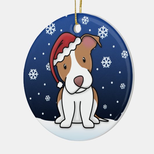 Kawaii Cartoon Pit Bull kerstversiering Keramisch Ornament (Links)
