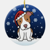 Kawaii Cartoon Pit Bull kerstversiering Keramisch Ornament (Achterkant)