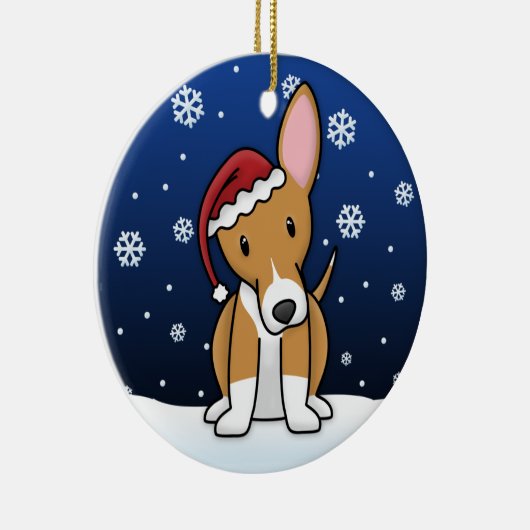 Kawaii Cartoon Portugees Podengo Kerstmis Keramisch Ornament (Rechts)