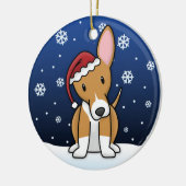 Kawaii Cartoon Portugees Podengo Kerstmis Keramisch Ornament (Links)
