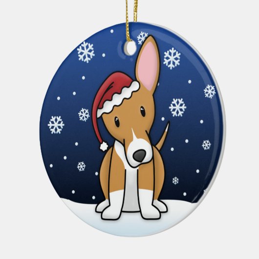 Kawaii Cartoon Portugees Podengo Kerstmis Keramisch Ornament (Links)