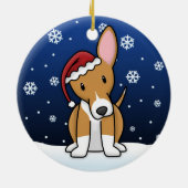 Kawaii Cartoon Portugees Podengo Kerstmis Keramisch Ornament (Achterkant)