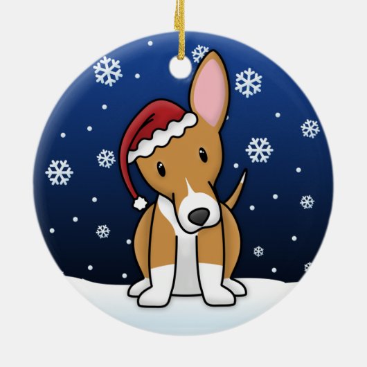 Kawaii Cartoon Portugees Podengo Kerstmis Keramisch Ornament (Achterkant)