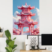 Kawaii Cartoon Poster in het oude China (Thuiskantoor)