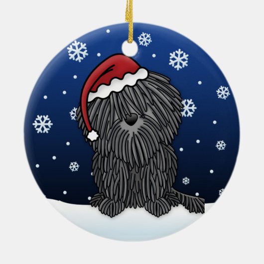 Kawaii Cartoon Puli-kerstversiering Keramisch Ornament (Achterkant)