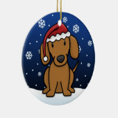 Kawaii Cartoon Red Dachshund Kerstmis Keramisch Ornament (Rechts)