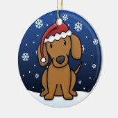 Kawaii Cartoon Red Dachshund Kerstmis Keramisch Ornament (Links)