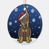 Kawaii Cartoon Red Doberman kerstversiering Keramisch Ornament (Links)