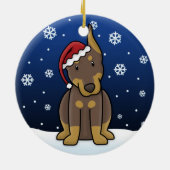 Kawaii Cartoon Red Doberman kerstversiering Keramisch Ornament (Achterkant)