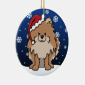 Kawaii Cartoon Red Pommeren Keramisch Ornament (Rechts)