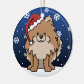 Kawaii Cartoon Red Pommeren Keramisch Ornament (Links)