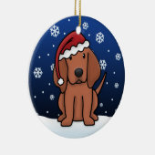 Kawaii Cartoon Redbone Coonhound Kerstmis Keramisch Ornament (Rechts)