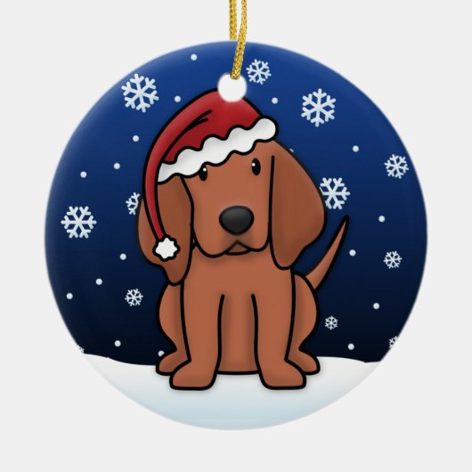 Kawaii Cartoon Redbone Coonhound Kerstmis Keramisch Ornament (Voorkant)