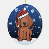 Kawaii Cartoon Redbone Coonhound Kerstmis Keramisch Ornament (Links)