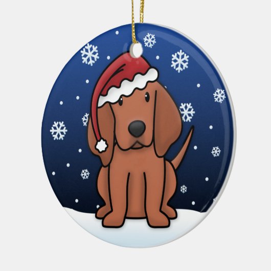 Kawaii Cartoon Redbone Coonhound Kerstmis Keramisch Ornament (Links)