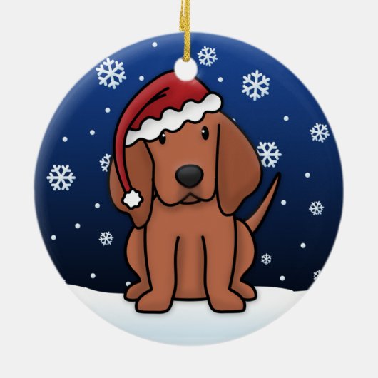 Kawaii Cartoon Redbone Coonhound Kerstmis Keramisch Ornament (Achterkant)