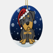 Kawaii Cartoon Rottweiler Kerstmis Keramisch Ornament (Rechts)