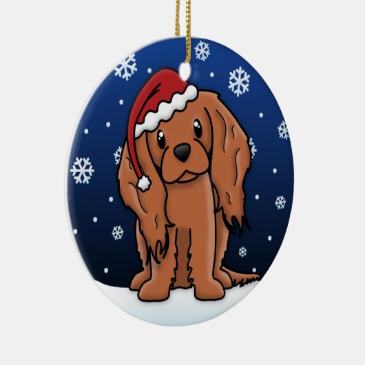 Kawaii Cartoon Ruby Cavalier King Charles Spaniel Keramisch Ornament (Rechts)