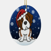 Kawaii Cartoon Saint Bernard met kerstversiering Keramisch Ornament (Rechts)